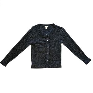 Like New, Girl's Black Glittering Buttoned Cardigan Sweater Size L 10/12